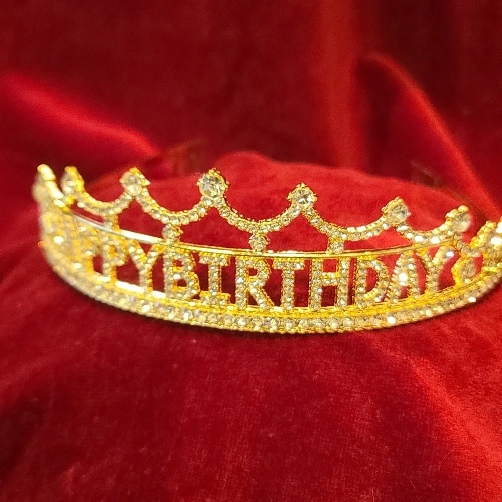 Tiara Rhinestone Queen Birthday Princess Quinceanera NWT Goldtone Adult Teen